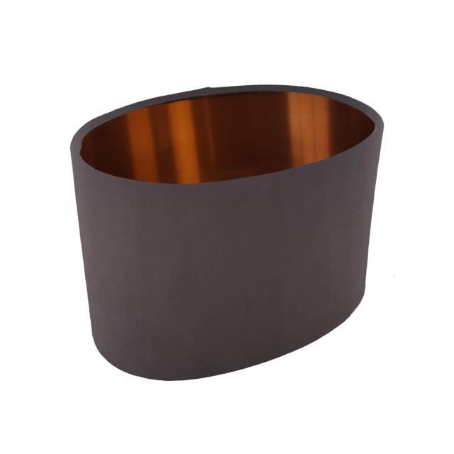 Oval Charcoal Lampshade in Velvet With Copper Lining - image 1