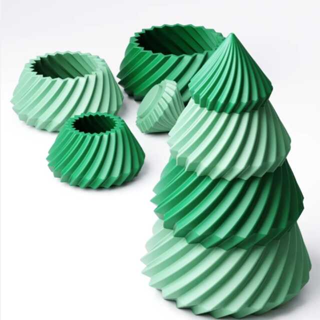 Stacking Christmas Tree With Storage - Modern Decor Minimalist Tabletop Scandi Holiday Decoration - image 1