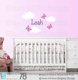 Personalized Girl Name Butterfly Wall Decal - Nursery Decor