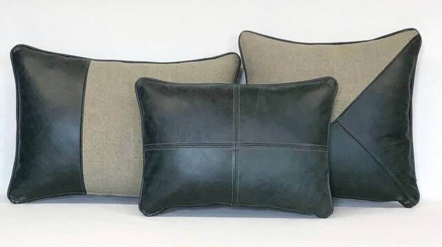 A Collection Of Leather & Wool Cushions - image 1