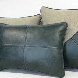 A Collection Of Leather & Wool Cushions - thumbnail 4