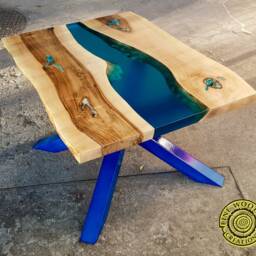 Resin River Coffee Table With Turquoise Legs - thumbnail 2