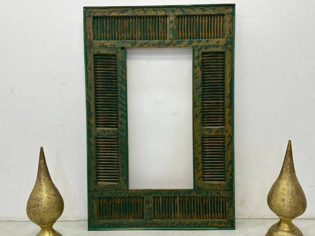 Moroccan Wooden Mirror Frame, Handmade Wood Mirror, Wall Traditional Vintage - image 1