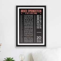 Bruce Springsteen 2025, 2024 & 2023 Setlist Dark Poster Print - UK Gig Concert Tour Liverpool Wembley Live Band Retro Gift - thumbnail 3