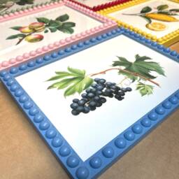 Set Of Vintage Style Fruit Prints // X5 Bobbin Frames Farrow & Ball Colours Wall Decor - thumbnail 2