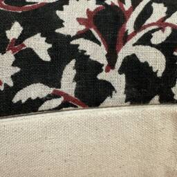 Block Print Pillow Cover. Black & Rusty Color Floral 12x20 - thumbnail 3