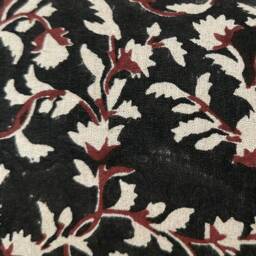 Block Print Pillow Cover. Black & Rusty Color Floral 12x20 - thumbnail 2