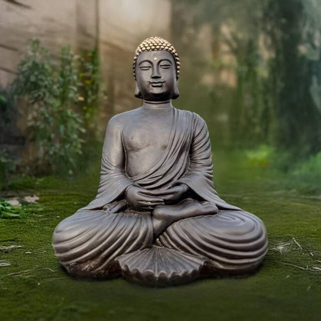 Large Buddha Statue Stone Japanese Decoration Concrete Relaxion Figurine Zen Garden Sculpture Yoga Ornament Meditation Art Lover Gift - image 1