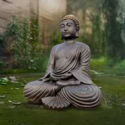 Large Buddha Statue Stone Japanese Decoration Concrete Relaxion Figurine Zen Garden Sculpture Yoga Ornament Meditation Art Lover Gift - thumbnail 3