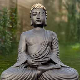 Large Buddha Statue Stone Japanese Decoration Concrete Relaxion Figurine Zen Garden Sculpture Yoga Ornament Meditation Art Lover Gift - thumbnail 2