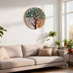 stained Glass Clock, Wall Glass, Painting, Hand Painted Unique Art Modern Clock, Four Seasons - thumbnail 2