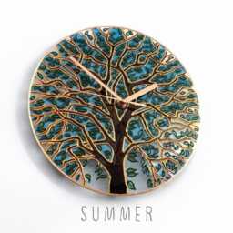 stained Glass Clock, Wall Glass, Painting, Hand Painted Unique Art Modern Clock, Four Seasons - thumbnail 4