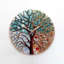 stained Glass Clock, Wall Glass, Painting, Hand Painted Unique Art Modern Clock, Four Seasons