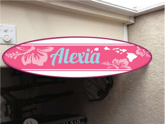 Custom Surfboard Wall Decor Hawaiian Beach Sign, Personalized Name - image 1