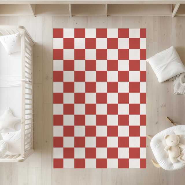 Checkered Red & White, Rug, Carpet, Kids Decor, Children's Room Decor, Kids Decor - image 1