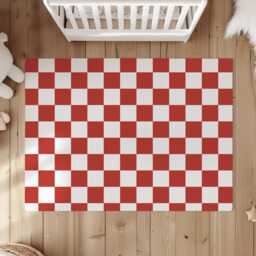 Checkered Red & White, Rug, Carpet, Kids Decor, Children's Room Decor, Kids Decor - thumbnail 2