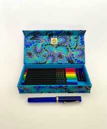 Handmade Golden Peacock Fabric Pencil Case Magnetic Stationery Box Multipurpose Organiser Desk Decor - thumbnail 1
