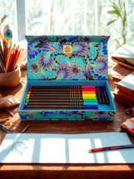 Handmade Golden Peacock Fabric Pencil Case Magnetic Stationery Box Multipurpose Organiser Desk Decor - thumbnail 1