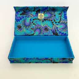 Handmade Golden Peacock Fabric Pencil Case Magnetic Stationery Box Multipurpose Organiser Desk Decor - thumbnail 2