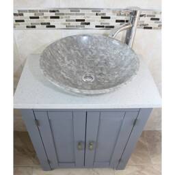 Bathroom Vanity Unit Painted Grey - White Quartz Top Stone Basin Choice 310Gwqsbc - thumbnail 3