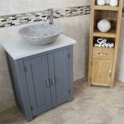 Bathroom Vanity Unit Painted Grey - White Quartz Top Stone Basin Choice 310Gwqsbc - thumbnail 1