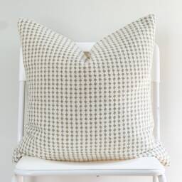 Light Olive Green White Hand Woven Striped Pillow Cover - thumbnail 2