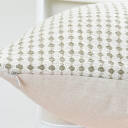 Light Olive Green White Hand Woven Striped Pillow Cover - thumbnail 3