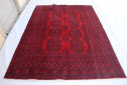 5x7 Ft Small Red Akhcha New Rug - Afghan Bokhara Handmade High Pile Turkmen Area Livingroom Rug Tribal Bedroom Office - thumbnail 1