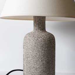 In Stock Minimalist Ceramic Table Lamp, Smooth Ecru Lampshade & Grey Raw Matt Base, Japandi Interior Design - thumbnail 3