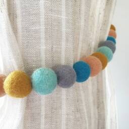Pastel Curtain Felt Ball Pom Tie Backs - thumbnail 2