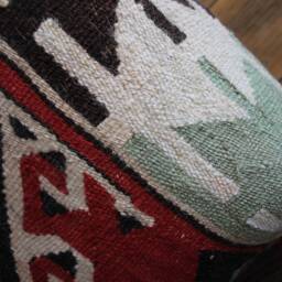 40cm - 16Inch First Class Boho Kilim Cushion Cover Handwoven - Slitweave Red Beige Off White - thumbnail 3