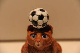 Cutsie Gray Cat With Soccer Ball