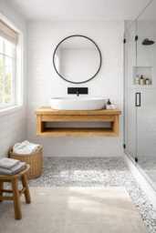 Handcrafted Rustic Floating Vanity Unit Solid Wood Bathroom Shelf