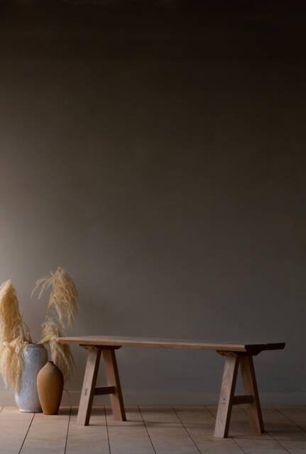 Konk ??? A Frame Bench [Wooden Legs] Industrial Modern Oak Dining Seat, Minimalist Hallway Seating, Side Table - image 1