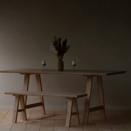Konk ??? A Frame Bench [Wooden Legs] Industrial Modern Oak Dining Seat, Minimalist Hallway Seating, Side Table - thumbnail 4