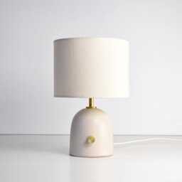 Hand Turned Ceramic Table Lamp Dimmable Linen Lampshade - thumbnail 2
