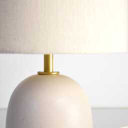 Hand Turned Ceramic Table Lamp Dimmable Linen Lampshade - thumbnail 3