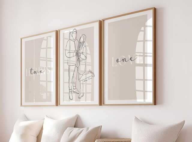 Custom Couple Line Art Print Set Minimalist Photo Drawing - image 1