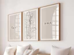 Custom Couple Line Art Print Set Minimalist Photo Drawing - thumbnail 1