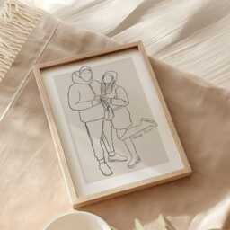 Custom Couple Line Art Print Set Minimalist Photo Drawing - thumbnail 2