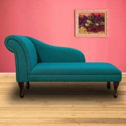 Handmade Teal Chaise Longue - Luxury Accent Sofa Chair British Bespoke Made - thumbnail 3