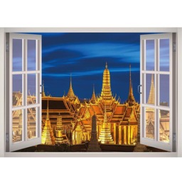 City Of Bangkok View Window 3D Wall Decal Art Removable Wallpaper Mural Sticker Vinyl Home Decor - thumbnail 2