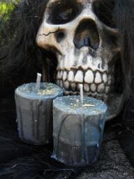 Black Cloak Of Protection Ritual Candles - 2 Loaded Herbal Soy Blend Votives - thumbnail 1