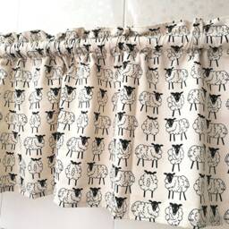 Cafe Curtain Window Valance Ruffled/Window Treatment/Kitchen/Kids Nursery, Children Playroom/Bathroom Shower Curtain-Lamb Goat Sheep, Freegift - thumbnail 2