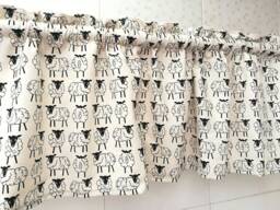 Cafe Curtain Window Valance Ruffled/Window Treatment/Kitchen/Kids Nursery, Children Playroom/Bathroom Shower Curtain-Lamb Goat Sheep, Freegift - thumbnail 1