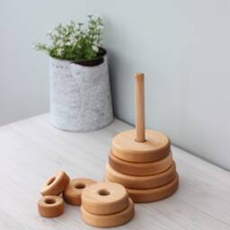 Wooden Stacker Toy Pyramid For Toddler - Educational Montessori Baby Toys 1 2 3 Year Old, Nursery Decor, Preschool Toys, Gift Kids - thumbnail 4