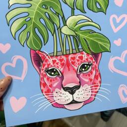 Pink Leopard Plant Pot & Cheese Maximalist A4 Gallery Wall Art Print - thumbnail 2