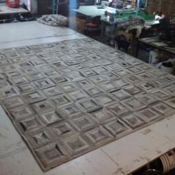Raw Leather Argentina - Free Shipping Patchwork, Model Colon Mix Of Grey- 5' X 7' Handmade - thumbnail 4
