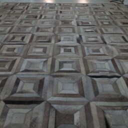 Raw Leather Argentina - Free Shipping Patchwork, Model Colon Mix Of Grey- 5' X 7' Handmade - thumbnail 3