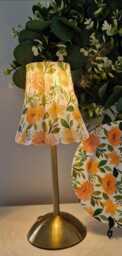 Beautiful Peach Coloured Floral Indoor/Outdoor Usb Rechargeable Table Lamp.hand Decorated. Cordless Lamp